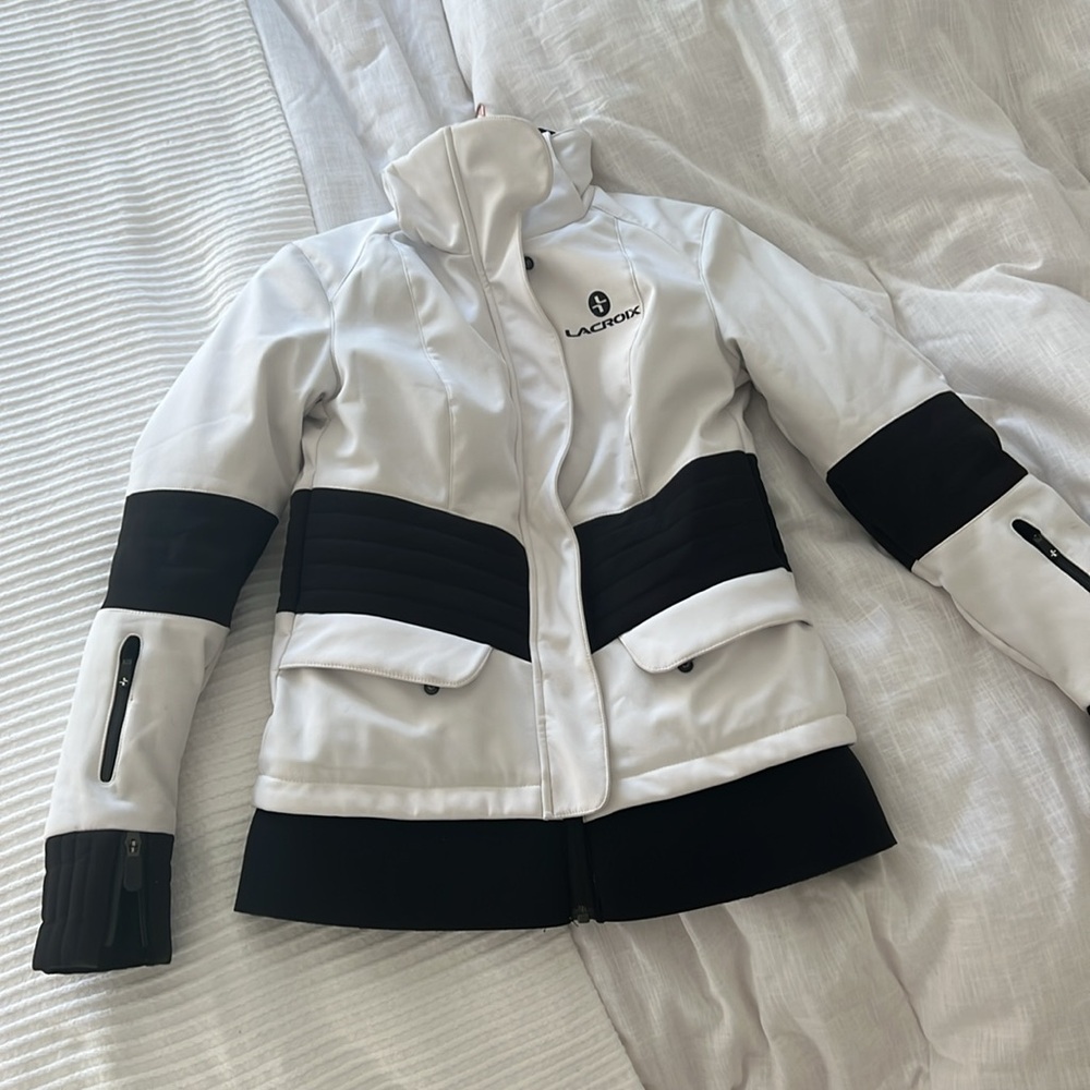 Women's White and Black Ski Jacket - Picture 2 of 4